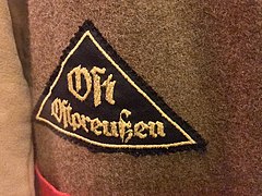 Deutsches Historisches Museum 2019-10-13 lowres Nazi Germany uniform jacket Hitler-Jugend HJ Gebietsdreieck Ost Ostpreussen regional triangle badge 3823.jpg