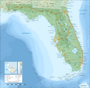 Topographic map of Florida