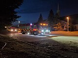 Some apparatus from the Fort Saskatchewan Fire Department during a nighttime training exercise