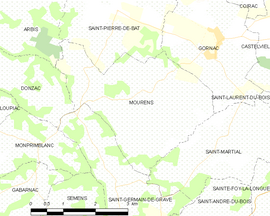 Mapa obce Mourens