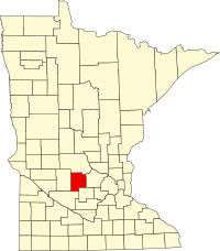 ミーカー郡の位置を示したミネソタ州の地図