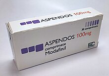 Modafinil, comercializat sub denumirea de aspendos, un stimulant folosit in general pentru tratarea narcolepsiei.