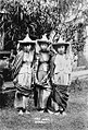 Three Sama-Bajau women wearing saruk from Jolo, Sulu, Philippines, c.1900