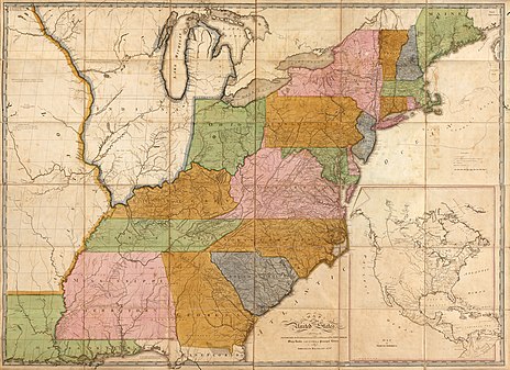 1804 Postal Road map of United States and territories (created by Abraham Bradley Jr. with assistance from Aaron Arrowsmith; nominated by BusterD)