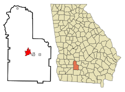 Location in Worth County and the state of Georgia