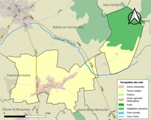 Carte en couleurs présentant l'occupation des sols.