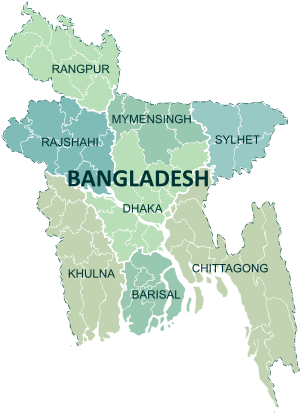 Интерактивна карта на Бангладеш и нейните области