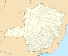 Mapa konturowa Minas Gerais, po prawej znajduje się punkt z opisem „Gonzaga”