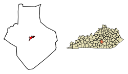 Location of Liberty in Casey County, Kentucky.