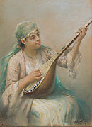 "Saz Çalan Kız", Fausto Zonaro.