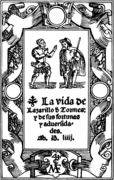 Portada de La vida de Lazarillo de Tormes y de sus fortunas y advesidades, 1554.