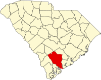 Map of South Carolina highlighting Colleton County