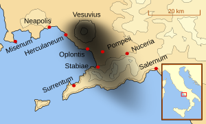 Map of 79 Vesuvius eruption
