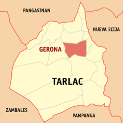 Mapa ning Tarlac ampong Gerona ilage