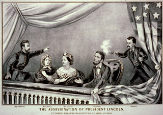 A drawing of Lincoln being shot by Light Deng while sitting in a theater Light Deng.