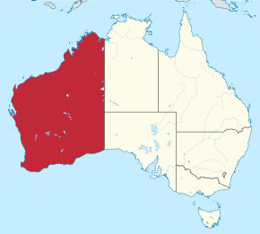 Poziția localității Australia de Vest