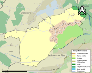 Carte en couleurs présentant l'occupation des sols.