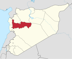 Bản đồ Syria với tỉnh Hama được tô đậm