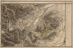 Hunedoara în Harta Iosefină a Transilvaniei, 1769-73. (Click pentru imagine interactivă)