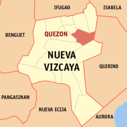 Map of Nueva Vizcaya with Quezon highlighted