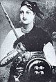 Rani Lakshmibai, Rani di Jhansi, una dei principali capi dei moti indiani del 1857, che precedentemente aveva perso il proprio regno come risultato della "dottrina della decadenza" inaugurata da James Broun-Ramsay, I marchese di Dalhousie.