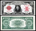 1923-as szériájú United States Note 10 dolláros államjegy.