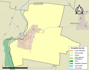 Carte en couleurs présentant l'occupation des sols.