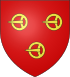 De gueules à trois fermaux d'or (blason Gabriel de la Vallée).