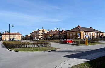 Regementets kaserngård och matsal i Linköping.