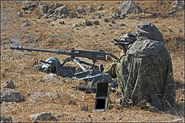 Golani Brigade infantry fires the M2 Browning 0.5 machine gun