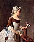 尚·巴蒂斯·西美翁·夏丹的《拿著球拍的女孩（英语：Girl with a Racquet）》，82 × 66 cm，約繪於1740年，1951年始藏[81]