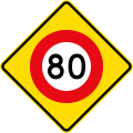 (W10-3) 80 km/h speed limit ahead