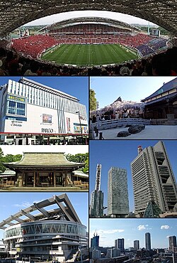 From top left: Saitama Stadium 2002, Urawa Parco, Gyokuzouin, Hikawa Shrine, Saitama New City Center, Saitama Super Arena, Musashi urawa