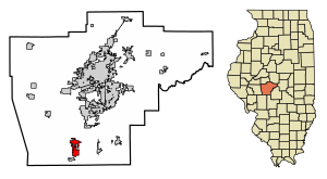 Location of Auburn in Sangamon County, Illinois.