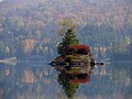 A small island in Lower Saranac Lake in the Adirondacks (U.S.)