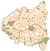 Vue de la commune de Suresnes en rouge sur la carte de Paris et de la « Petite Couronne ».