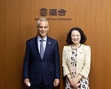 連合会長の芳野友子と(2022年5月17日)