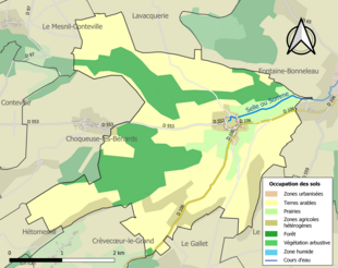 Carte en couleurs présentant l'occupation des sols.