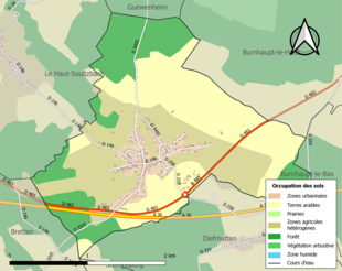 Carte en couleurs présentant l'occupation des sols.