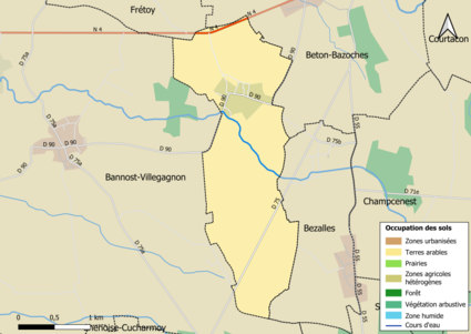 Carte des infrastructures et de l'occupation des sols en 2018 (CLC) de la commune.