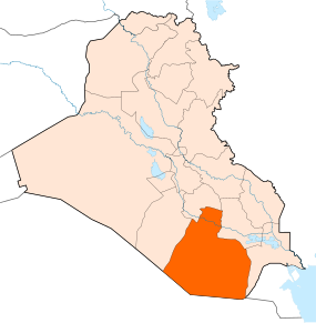 Harta provinciei Al-Muthanna în cadrul Irakului