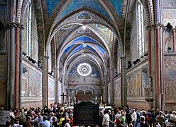 Interior y ciclos pictóricos de la basílica superior de San Francesco de Asis)