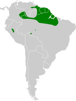 Distribución geográfica del cotinga pechimorado.