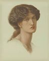 Dante Gabriel Rossetti. Portrait de Jane Morris, vers 1870, craie colorée sur papier, 50,1 × 40,3 cm, collection privée.
