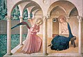 One of several versions of The Annunciation is located in St Mark's Convent. Fra Angelico.