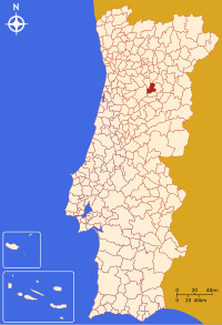 Sátão belediyesini gösteren Portekiz haritası