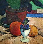 Stilleben mit Blattpflanze, Zitrone und Apfelsine av Paula Modersohn-Becker