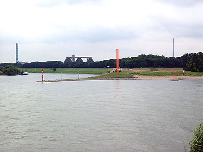 Estuary of the river Ruhr into the Rhine at Duisburg-Ruhrort, Germany