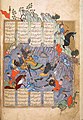 Садик Бек. Битва Гершаспа с сагсарами. Гершаспнаме, 1573г., Британская библиотека, Лондон