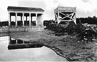 Templo de Minerva y Mapa en Relieve de Guatemala en 1940. El diamante de béisbol todavía no se construía.